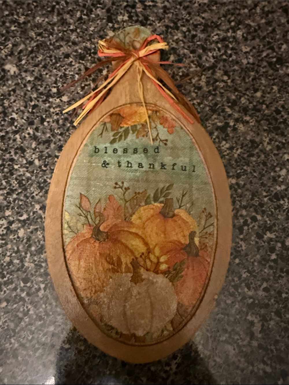 Blessed & Thankful Pumpkin Wall Plaque - Fall Decor